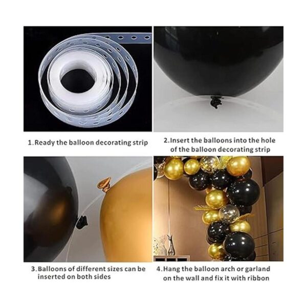 Kit de guirnalda de globos negros y dorados 126 globos