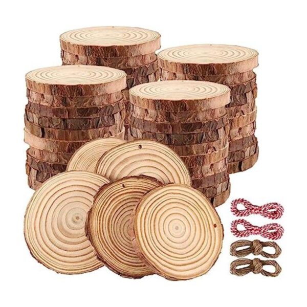 JOIKIT 50 piezas de rebanadas de madera natural de 3.5 a 4_1