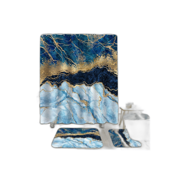 Juego de cortinas de ducha de mármol azul hielo con_1