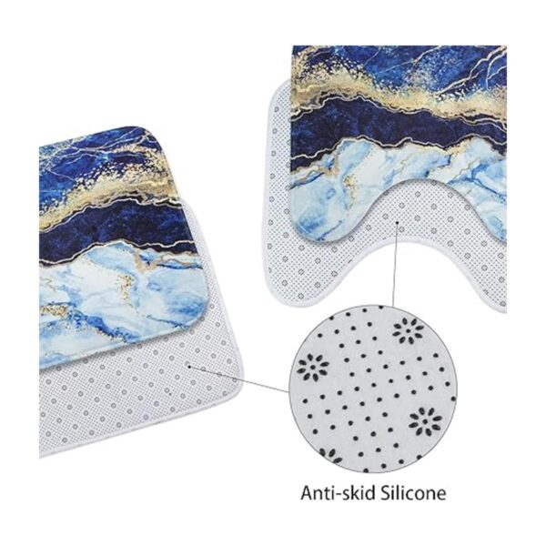 Juego de cortinas de ducha de mármol azul hielo con_5