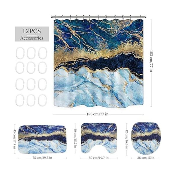 Juego de cortinas de ducha de mármol azul hielo con_6