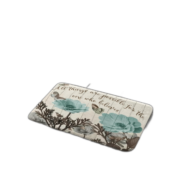 Elegante alfombra de baño de tulipán verde azulado color_1