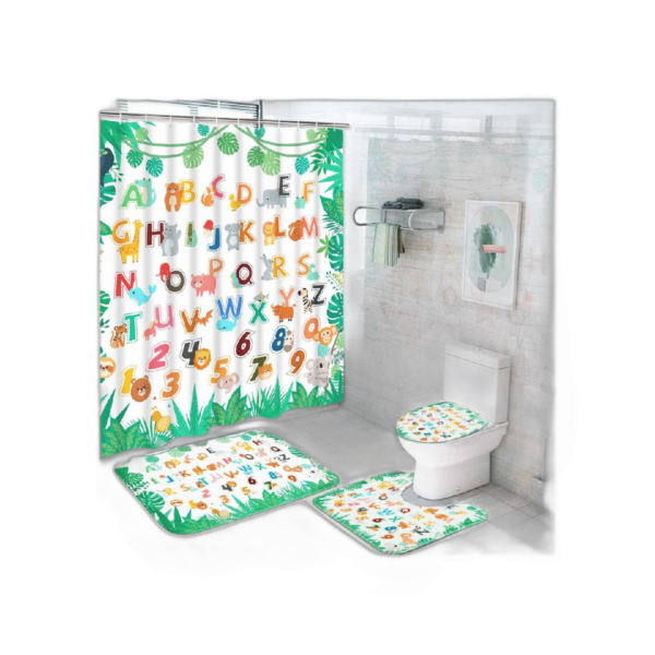 Ikfashoni Juego de 4 cortinas de ducha de animales para_1