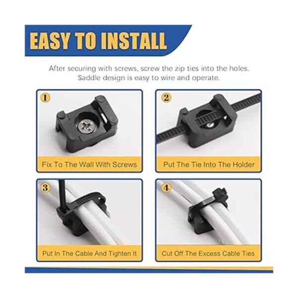 Glarks 360 piezas de base de sujeción para cables y bridas