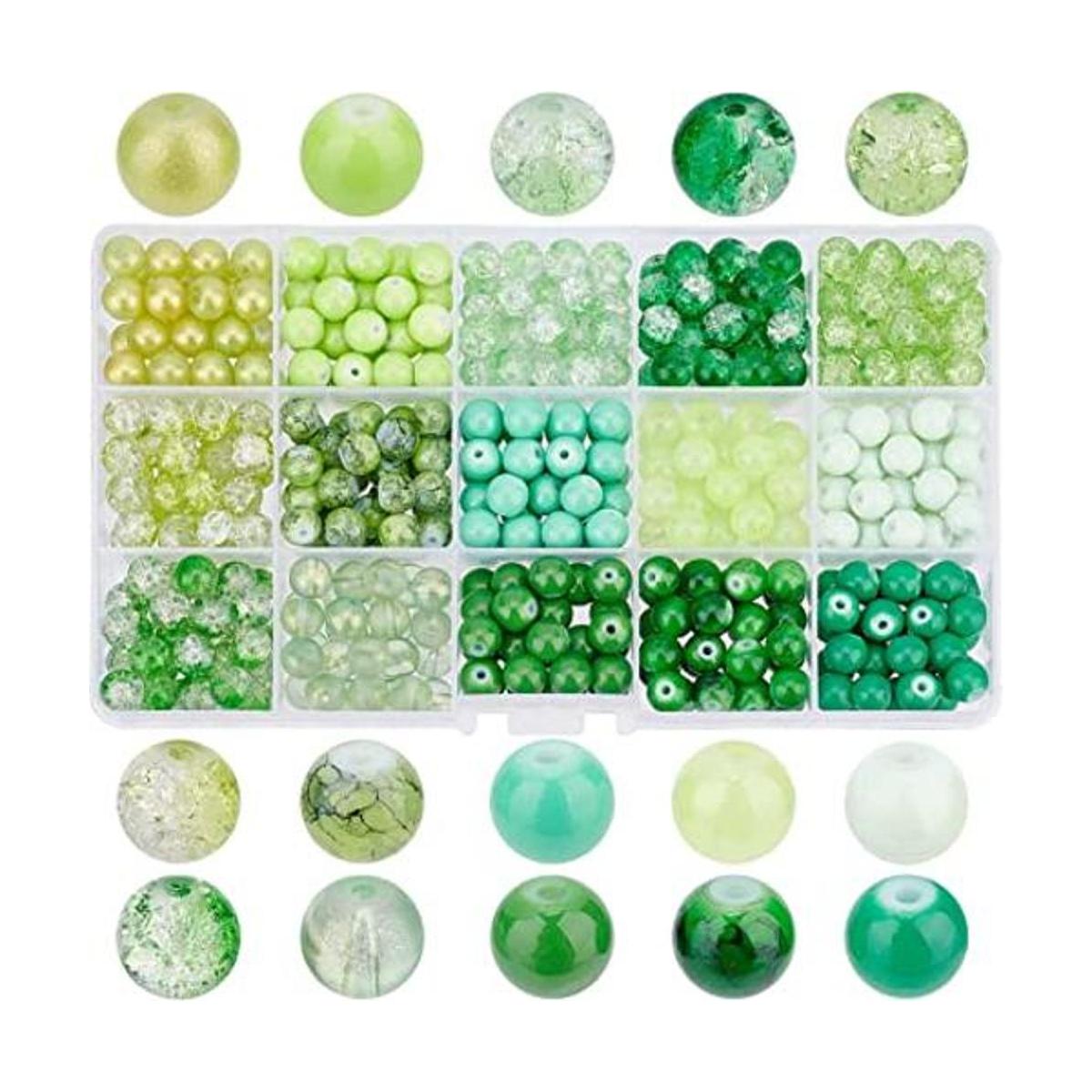 PH PandaHall 450 cuentas de vidrio verde de 0.31 pulgadas
