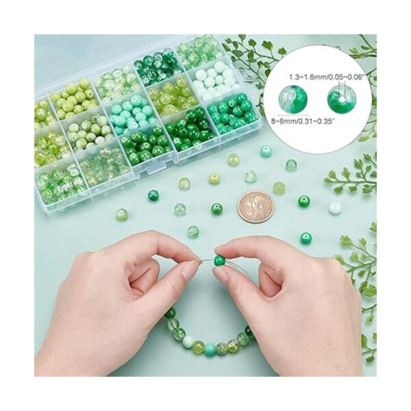 PH PandaHall 450 cuentas de vidrio verde de 0.31 pulgadas_5