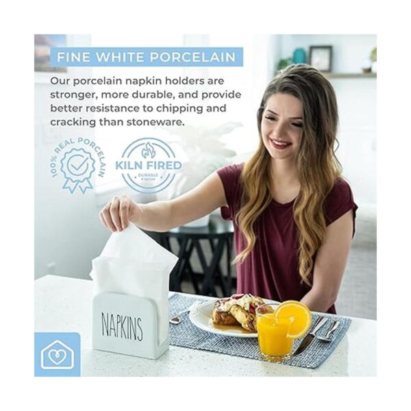 Heartland Home Servilletero de porcelana color blanco y_5