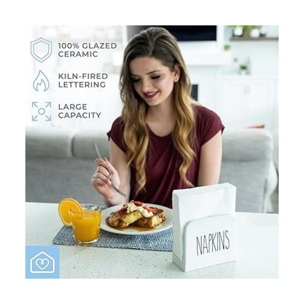 Heartland Home Servilletero de porcelana color blanco y_6