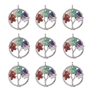 FASHEWELRY 10 dijes de árbol de la vida con piedras