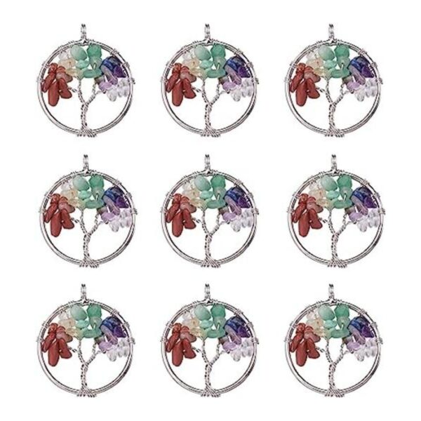FASHEWELRY 10 dijes de árbol de la vida con piedras