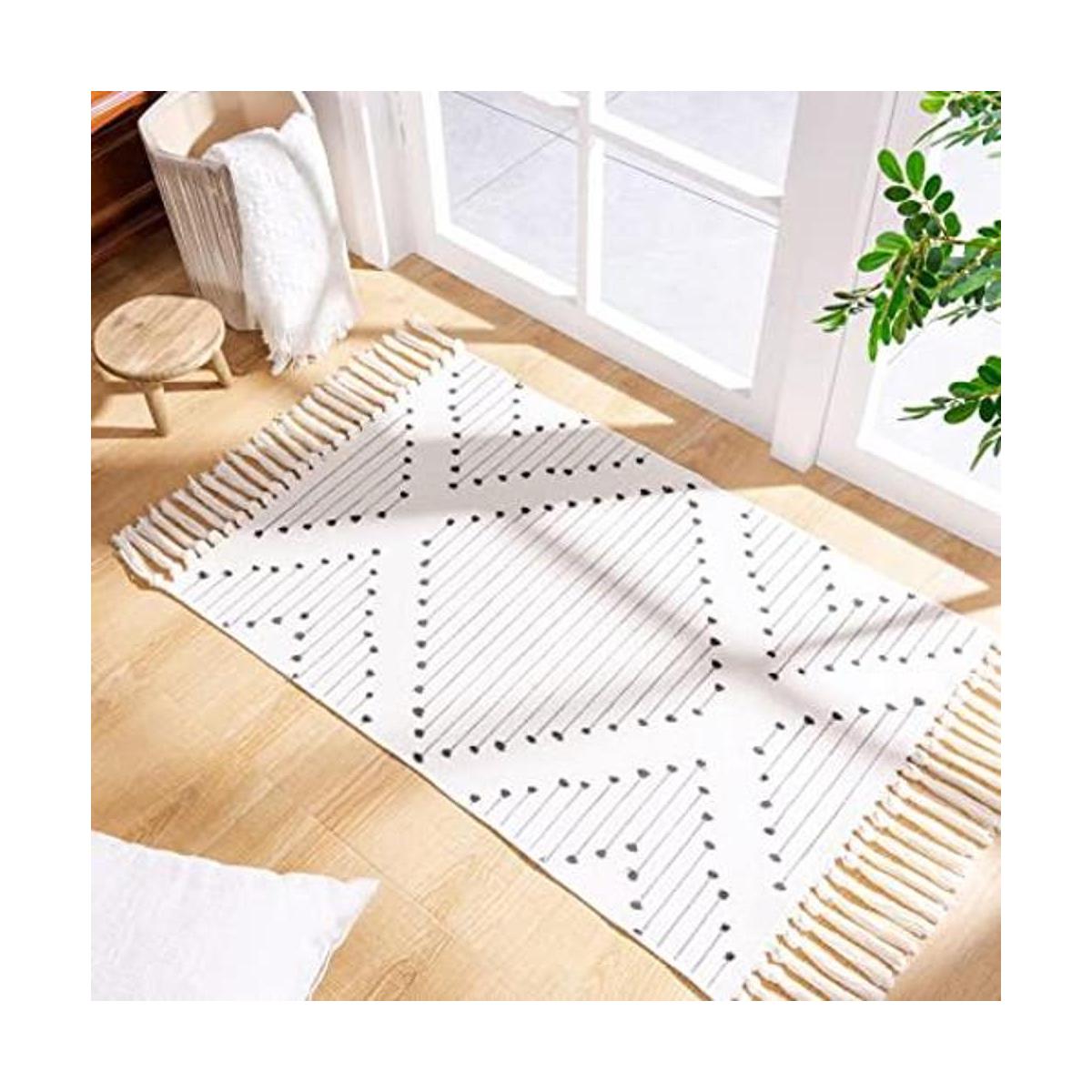 MitoVilla Alfombra bohemia color negro y blanco de 2 x 3