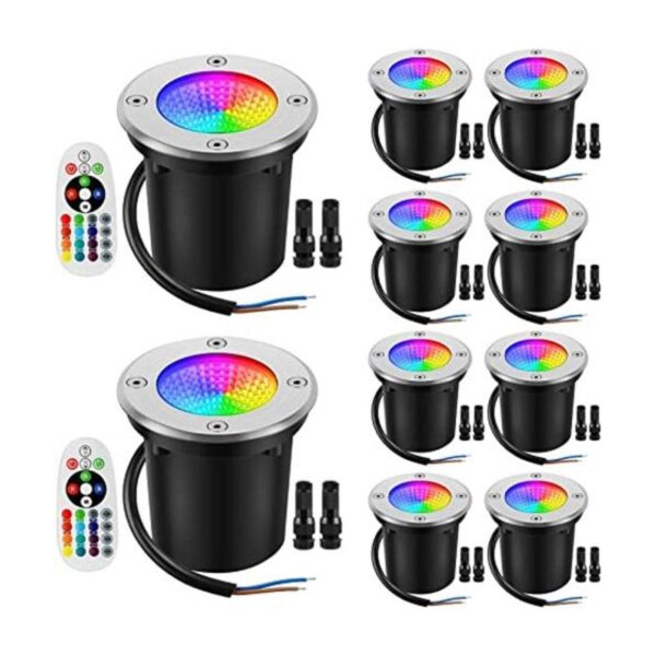 Junview Luces de paisaje de bajo voltaje de 10 W RGBW LED_1