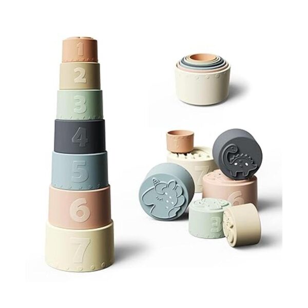 Moonkie Juguete de tazas apilables para bebé divertido_1