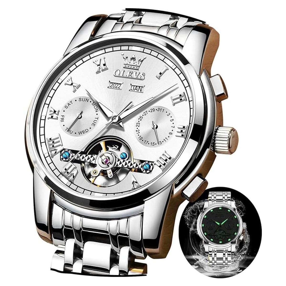 OLEVS Relojes automáticos de cuerda automática para