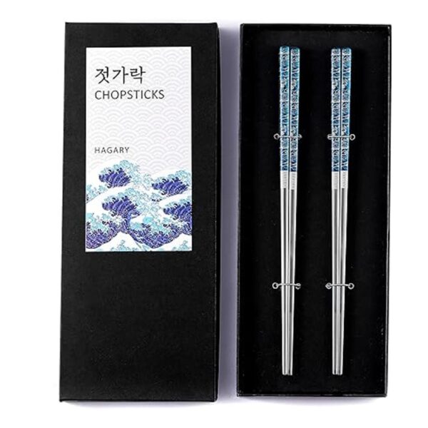 Hagary Palillos Blue Wave 2 pares de palillos de metal