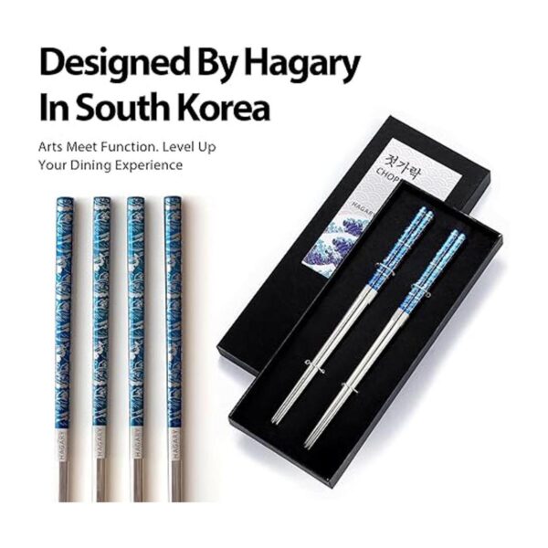 Hagary Palillos Blue Wave 2 pares de palillos de metal