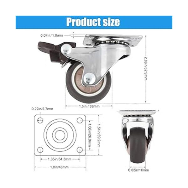 Nefish Ruedas giratorias de 1.5 pulgadas ruedas_2