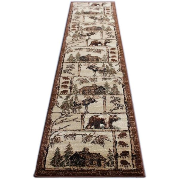 Masada Rugs Alfombra de área Bear Cabin Moose 2 pies 4