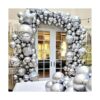 Kit de arco de guirnalda de globos plateados cromados con_4