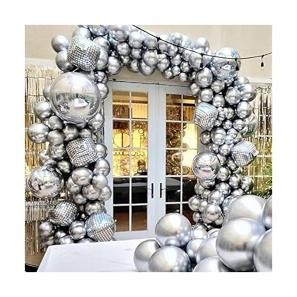 Kit de arco de guirnalda de globos plateados cromados con_4