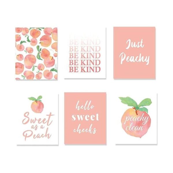 Estampado artístico de melocotón rosa en acuarela fruta