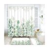 DDQQ Juego de cortinas de ducha de hojas verdes con
