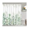 DDQQ Juego de cortinas de ducha de hojas verdes con