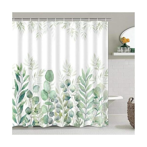 DDQQ Juego de cortinas de ducha de hojas verdes con