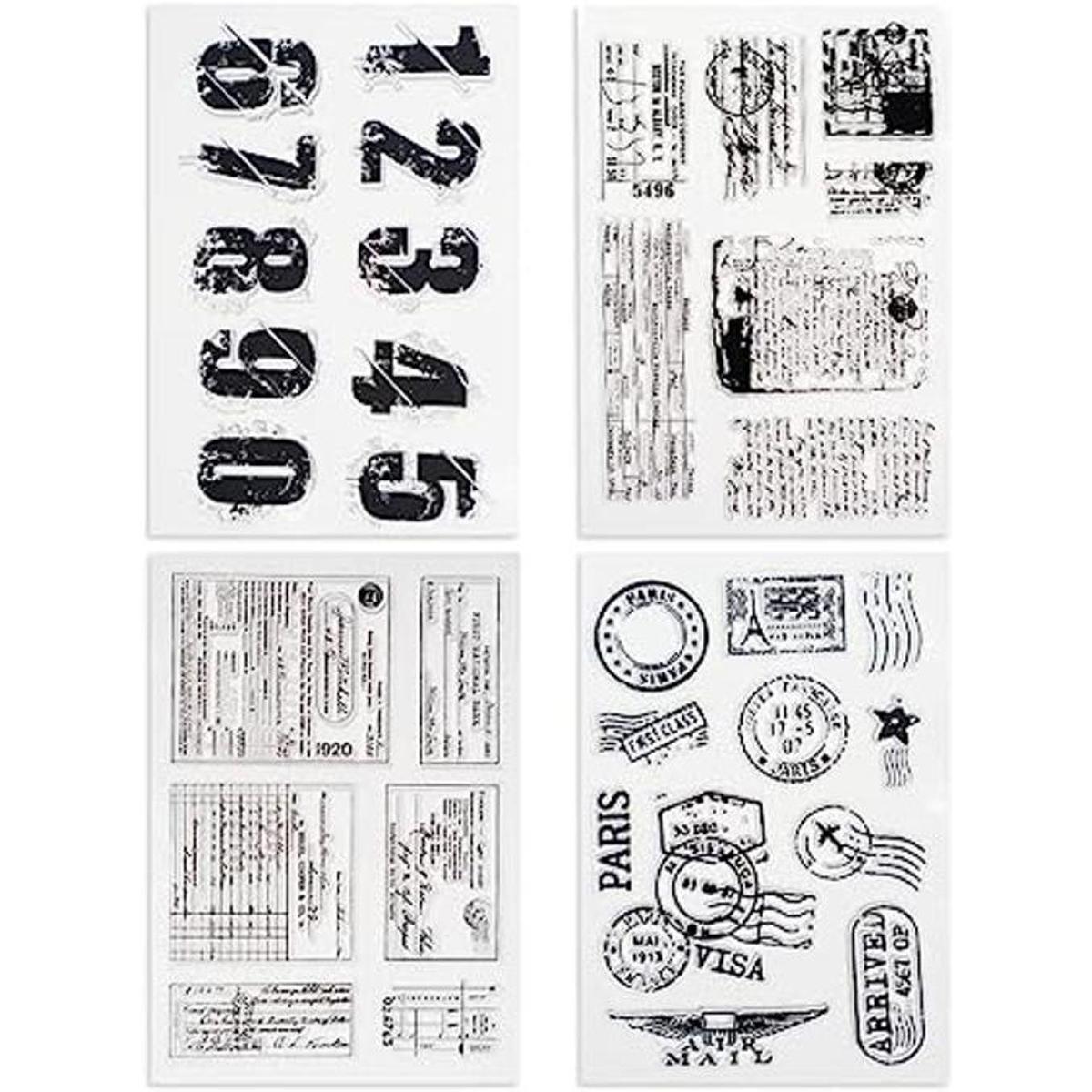 Modixun 4 temas 34 sellos transparentes sello retro de