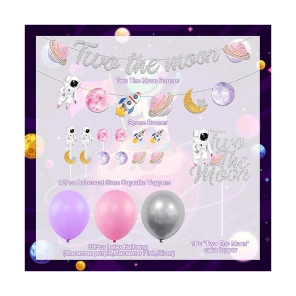 Decoraciones de fiesta de cumpleaños de dos la luna del