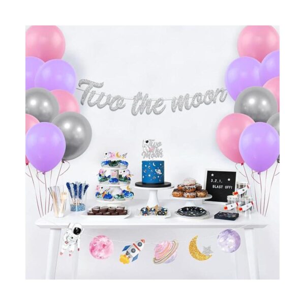 Decoraciones de fiesta de cumpleaños de dos la luna del
