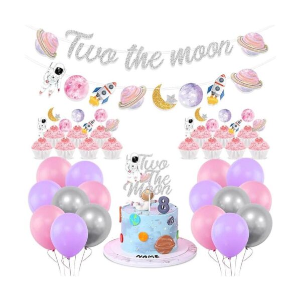 Decoraciones de fiesta de cumpleaños de dos la luna del