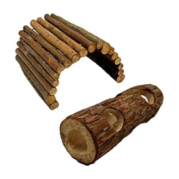 LWINGFLYER Tubo de madera natural para hámster ratas_1