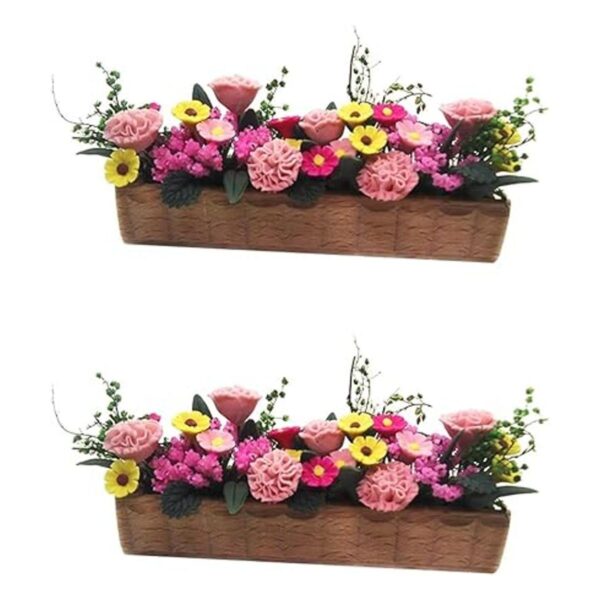 GANAZONO 2 piezas de cama de flores en miniatura casa de
