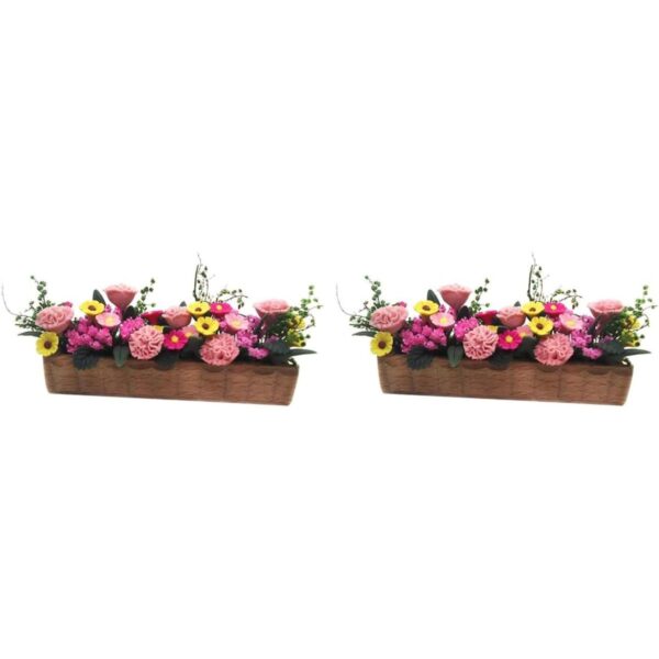 GANAZONO 2 piezas de cama de flores en miniatura casa de