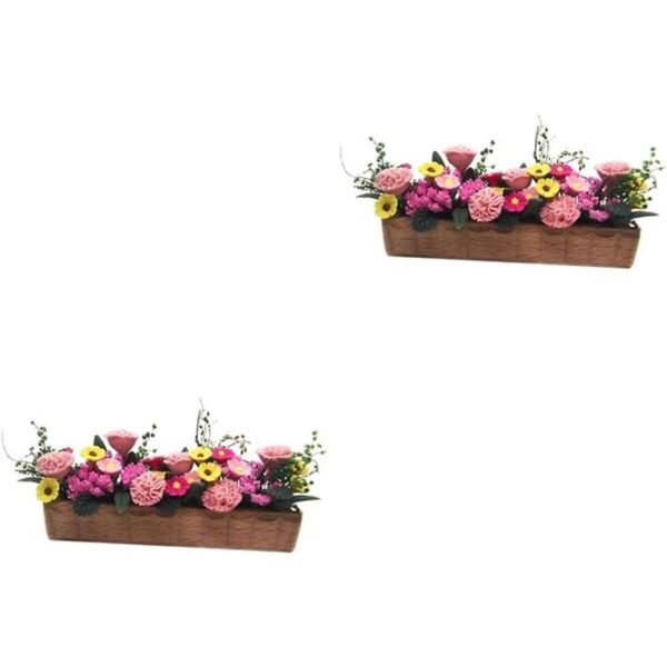GANAZONO 2 piezas de cama de flores en miniatura casa de