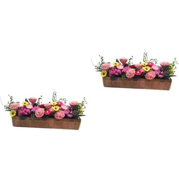 GANAZONO 2 piezas de cama de flores en miniatura casa de