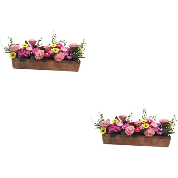 GANAZONO 2 piezas de cama de flores en miniatura casa de