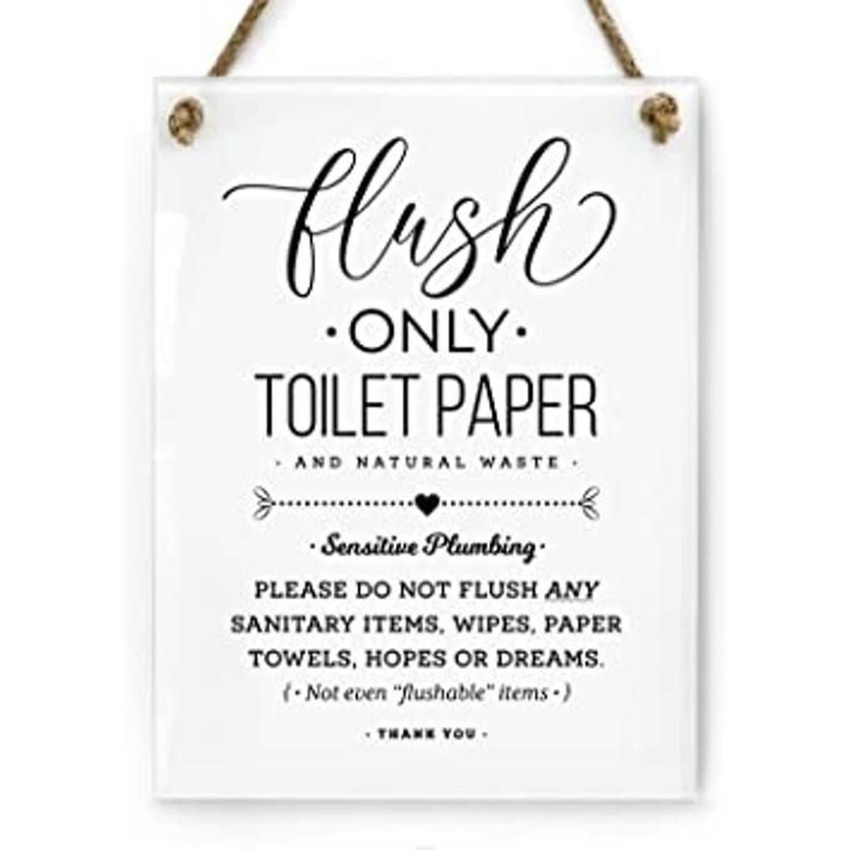 Letrero de baño de diseño de fontanería sensible de 6 x 8