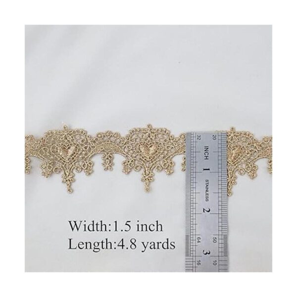 IDONGCAI Ribete de encaje dorado con apliques bordados_2