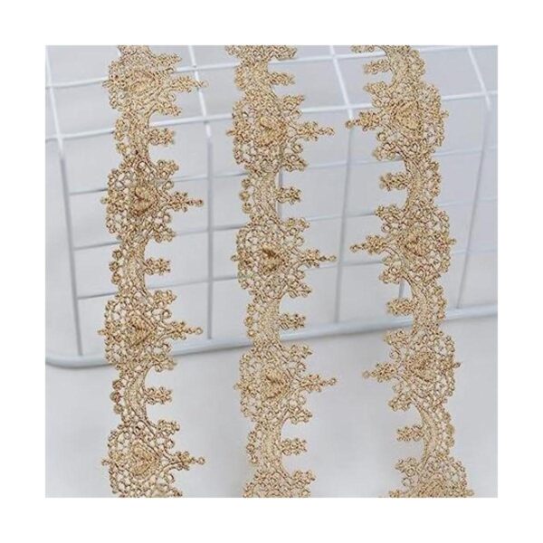 IDONGCAI Ribete de encaje dorado con apliques bordados_1