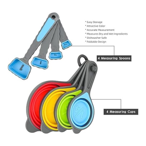 Nstezrne Juego de tazas y cucharas medidoras plegables