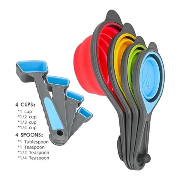 Nstezrne Juego de tazas y cucharas medidoras plegables