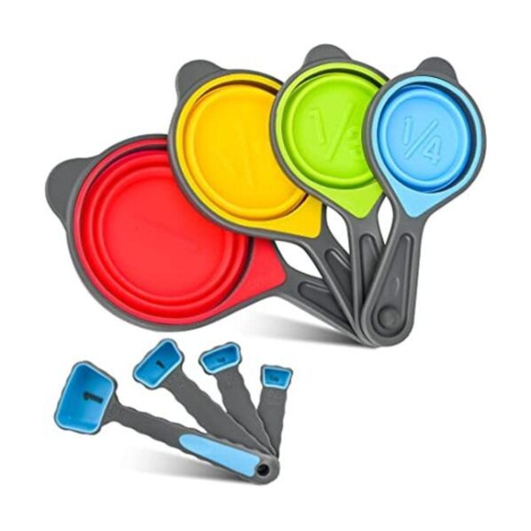 Nstezrne Juego de tazas y cucharas medidoras plegables