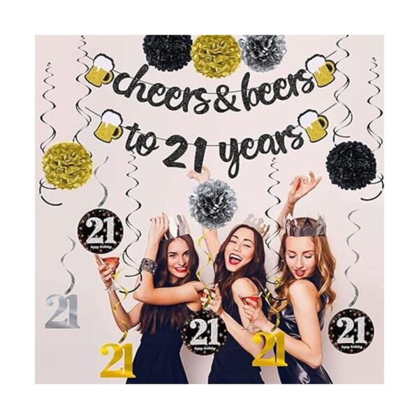 Kit de decoración de cumpleaños número 21 para hombres y_5