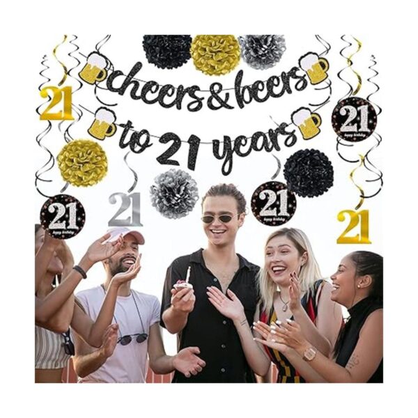 Kit de decoración de cumpleaños número 21 para hombres y_6