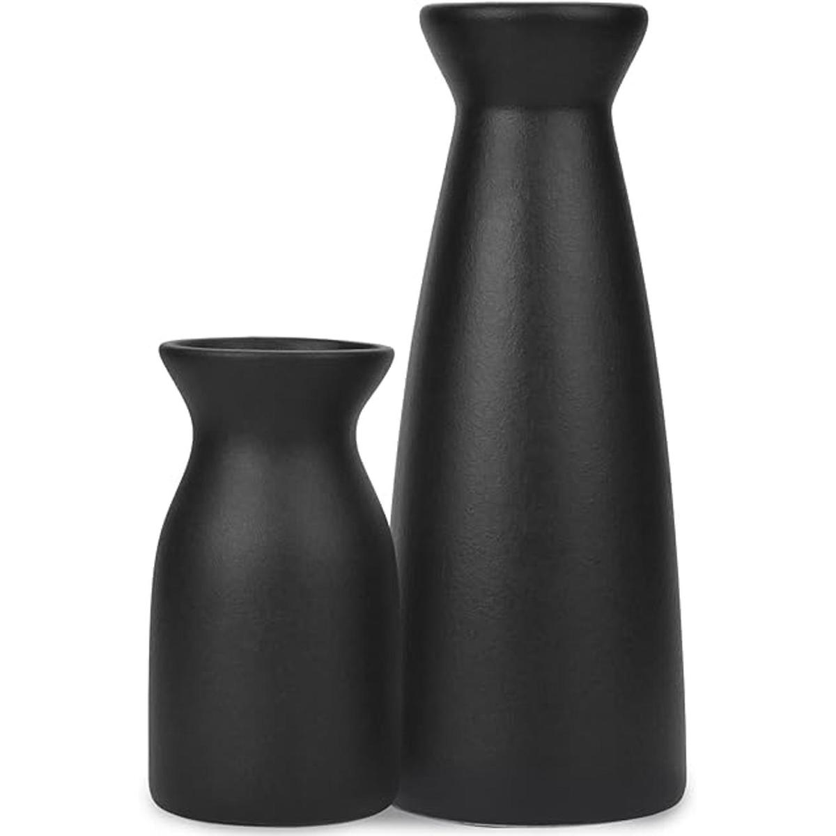 Joynisy Juego de 2 jarras de cerámica color negro mate
