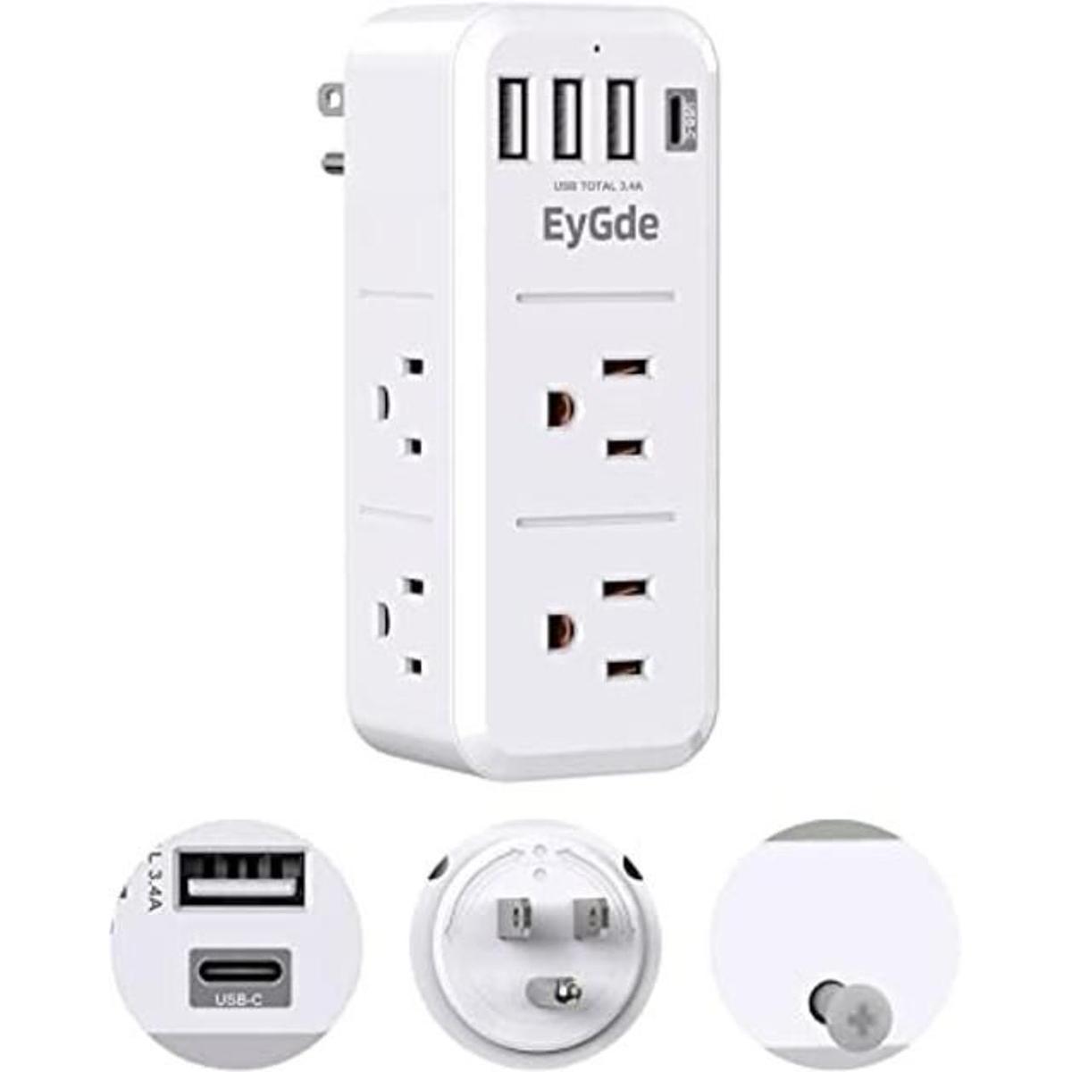 EyGde Extensor de enchufe múltiple con enchufe giratorio