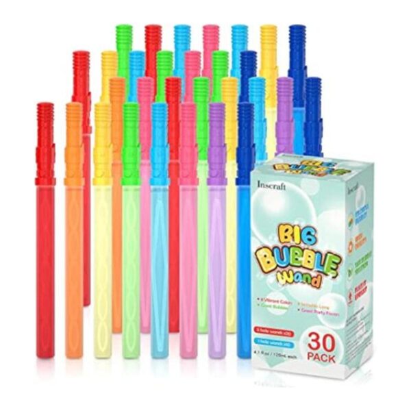 Inscraft 30 Pack 14 Big Bubble Wands 8 Colors Bulk for