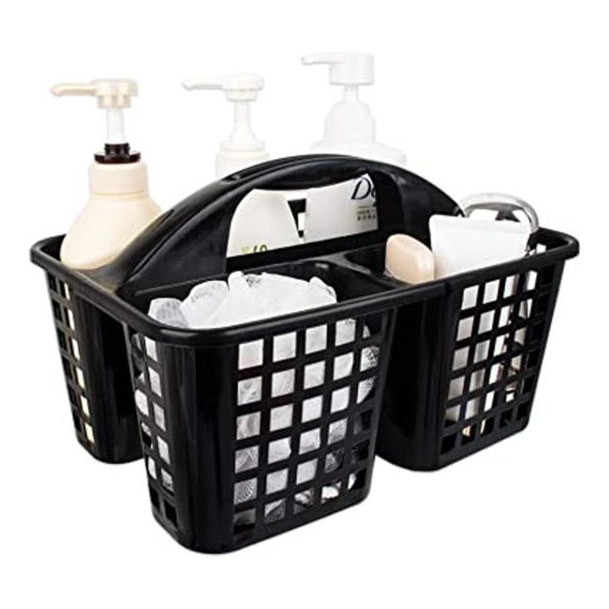 Cesta de ducha portátil con compartimentos organizador de